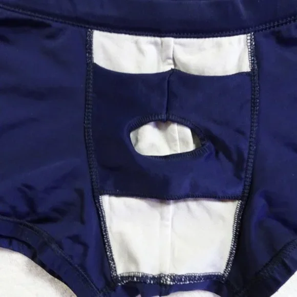 Tulio Men's Men's Square Cut Swim Trunk, w C-Ring Pouch, Navy, Nylon, XL (34-38) - Picture 8 of 14